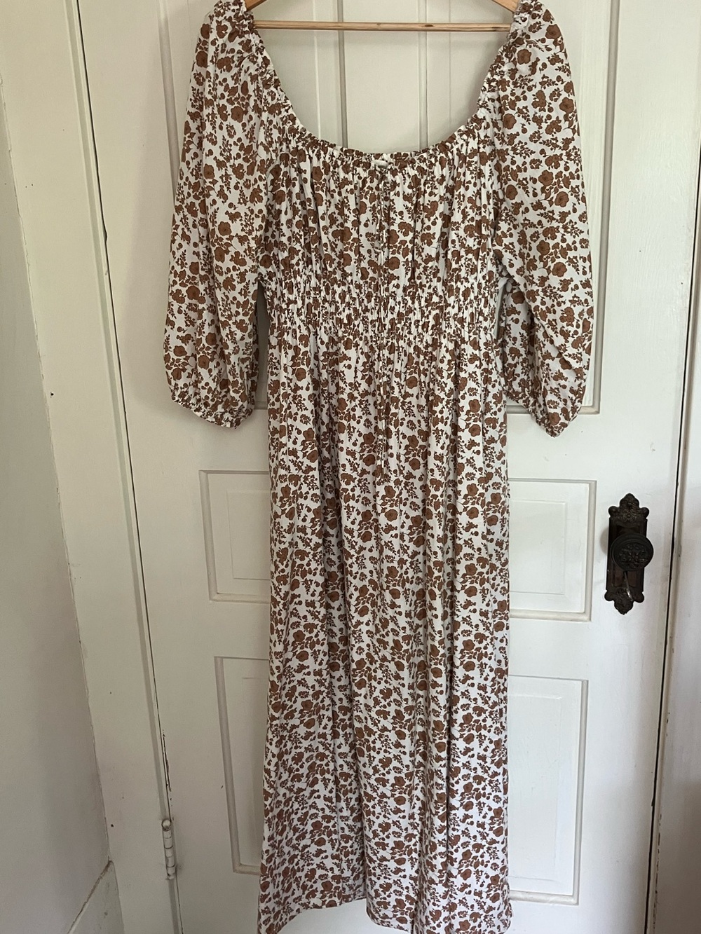 Neuflora Women’s Cream and Brown Floral Maxi Dress